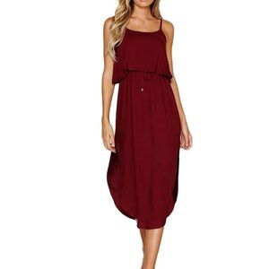 Elegant adjustable Nerleroloan Burgundy Maxi Dress size large